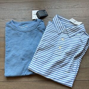 Crewcuts size L 10-11 NEW blue shirts collared and striped and solid blue.